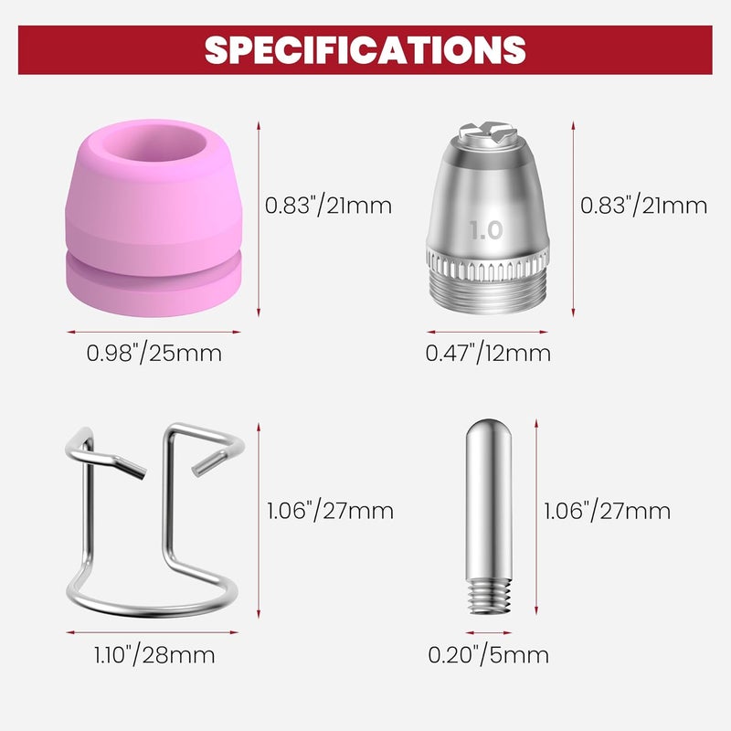 bestarc AG60P Plasma Cutter Consumables Cutting Torch Tip Nozzles Kit 24pcs For BTC500DP, BTC650DP - Image 2